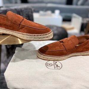 Hermes Terracotta Suede Men's Loafers